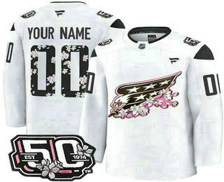 Men%27s Washington Capitals Customized White 50th Anniversary Authentic Jersey